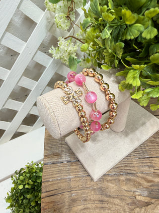 Jobeth Bracelet Set Pearl/Gold Bracelets Chic Cool