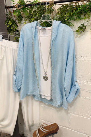 Matilda Linen Jacket Lt Blue Shirts & Tops YOLLY