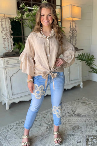 Spicy Lady Linen Top Natural Shirts & Tops Acqua & Limone