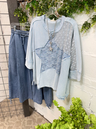 Lucky Stars Top Sky Blue by Easel Shirts & Tops Easel