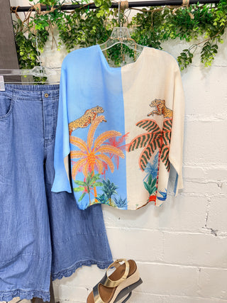 Crossings Sweater Ivory/Blue Sweater OHLALA