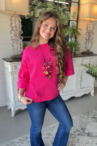 Downy Top Hot Pink Shirts & Tops Zenana