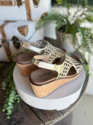 Carley Wedge Gold Woven 2 by Corky’s Sandal Corky's Boutique