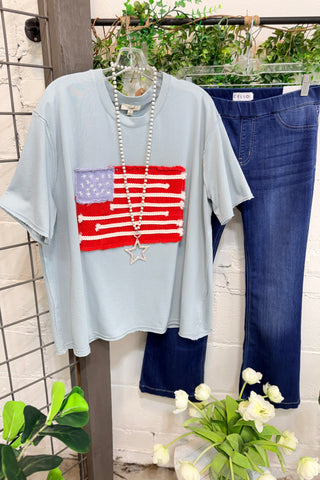 Old Glory Dusty Blue by Easel Shirts & Tops Easel