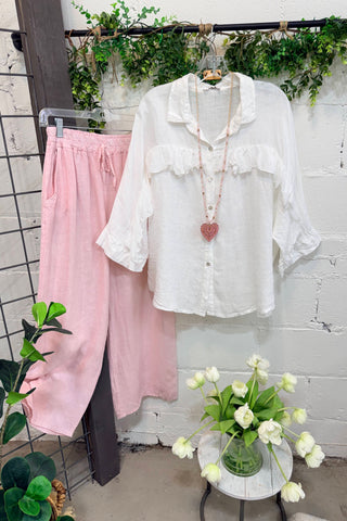Linda Linen Top White Shirts & Tops Acqua & Limone