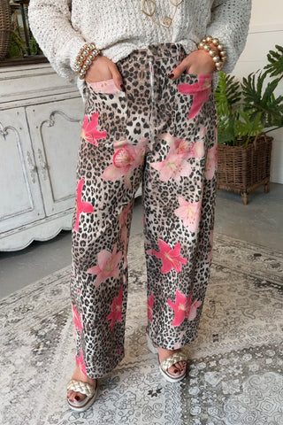 Vixen Pants Leopard Floral Jeans Davi & Dani