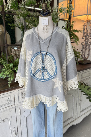 Peace of Mind Top Lt Grey Shirts & Tops Blue Velvet