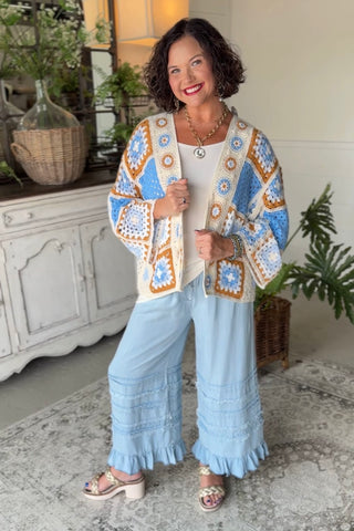 Boho Girl Cardigan Blue/Multi Cardigan Pol Clothing