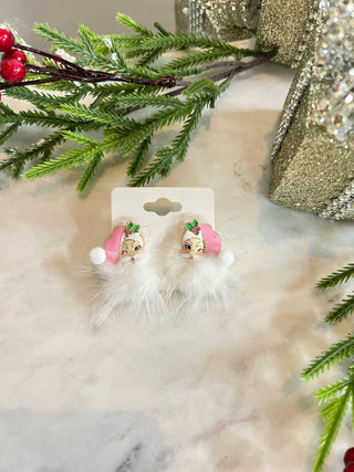 Fuzzy Santa Earrings Red Earrings SM Style