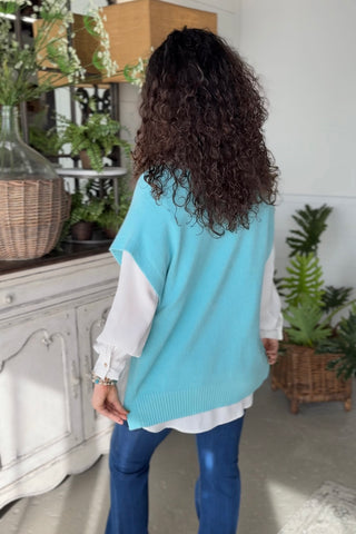 Side Stitch Sweater Aqua sweater Miss Carla