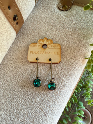 Cassidy Earrings Bronze/Emerald by Pink Panache Pink panache