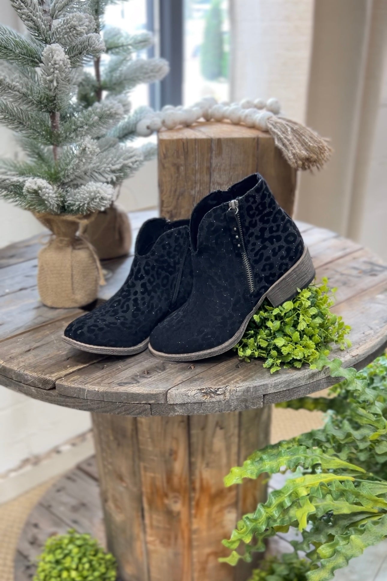 Charming Black Leopard Bootie carol s boutique