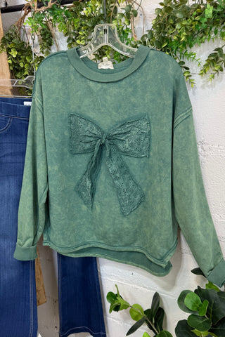Neat Bow Green Shirts & Tops Sage & Fig
