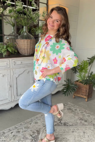 Miss Daisy White/Multi sweater OHLALA
