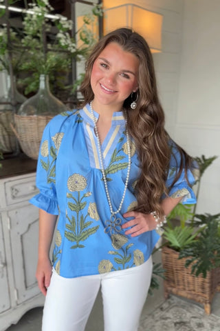 Parker Top Periwinkle by Umgee Shirts & Tops Umgee
