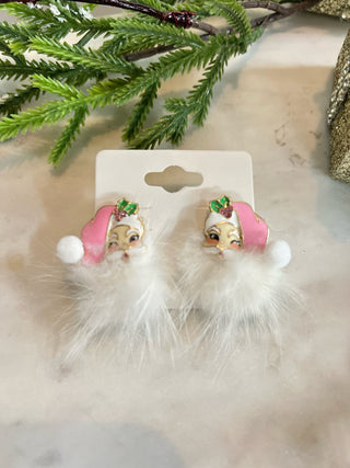 Fuzzy Santa Earrings Red Earrings SM Style