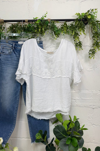 Show Me Linen Top Lt Taupe Shirts & Tops Miss Carla