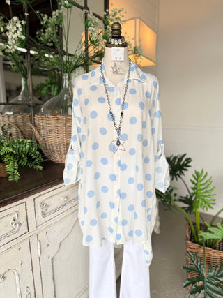 Connection Top White/Lt Blue Shirts & Tops D Style