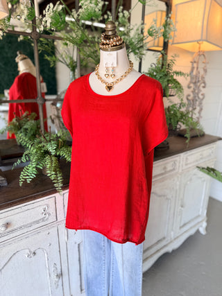 Keely Top Red Shirts & Tops Giada Fashion