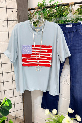 Old Glory Dusty Blue by Easel Shirts & Tops Easel