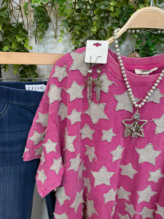 Evening Stars Hot Pink Shirts & Tops Blue Velvet