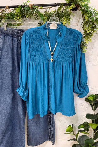 Wagner Top Teal by Umgee Shirts & Tops Umgee