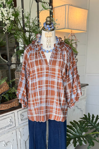 Evans Top Brown by Umgee Shirts & Tops Umgee