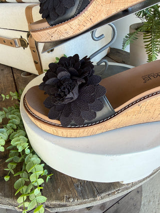 Wildflower Wedge Sandals Black by Corky’s Sandal Corky's Footwear