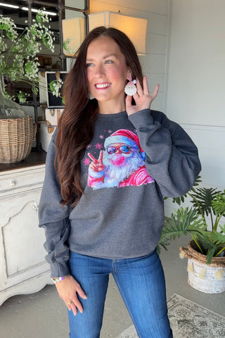 Bubble Santa Sweatshirt Charcoal Sweatshirt The Crystal Ranch
