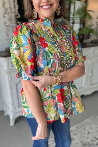 Cammie Top Cream Mix by Umgee Shirts & Tops Umgee