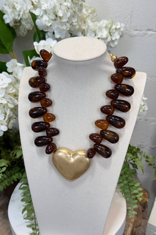 Pegs Necklace Brown/Gold Necklaces L & B Creations