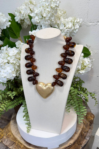 Pegs Necklace Brown/Gold Necklaces L & B Creations