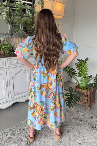 Chasity Midi Dress Sky Mix Dresses Gigio