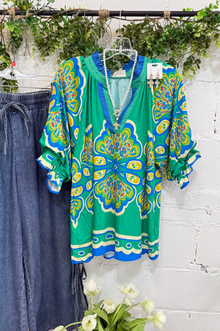 Louisa Top Green Mix by Umgee