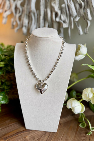 Puffed Heart Necklace Gold by Pink Panache Necklaces Pink Panache