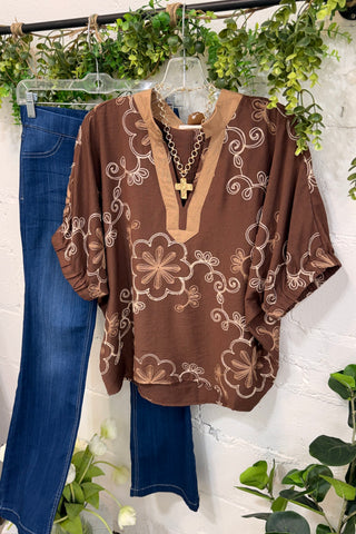 Saraland Top Brown by Umgee Shirts & Tops Umgee
