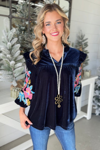 Velvet Beauty Navy Shirts & Tops Jodifl