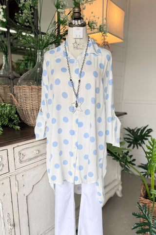 Connection Top White/Lt Blue Shirts & Tops D Style