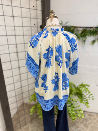 Maya Top Blue Mix by Umgee Shirts & Tops Umgee