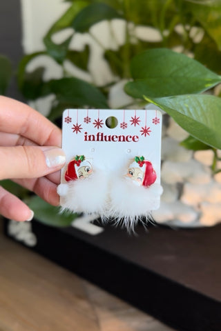 Fuzzy Santa Earrings Red Earrings SM Style