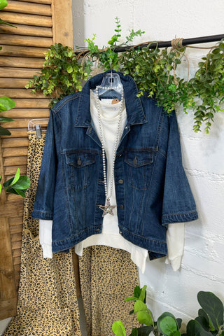 Tancy Cape Jacket Dark Denim by Risen Jeans Jacket Risen