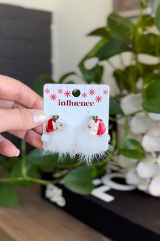 Fuzzy Santa Earrings Red Earrings SM Style