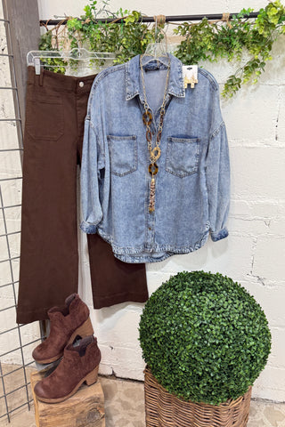 Go West Washed Chambray Shirts & Tops Blu Pepper