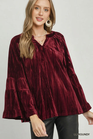 Flutter Top Burgundy by Umgee Shirts & Tops Umgee