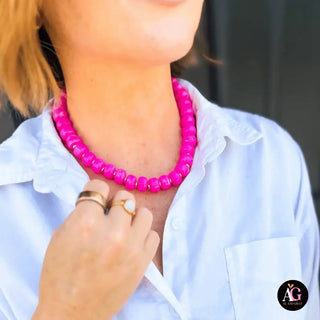 High Strung Necklace Hot Pink Necklaces Al + Gray Graphic Tees
