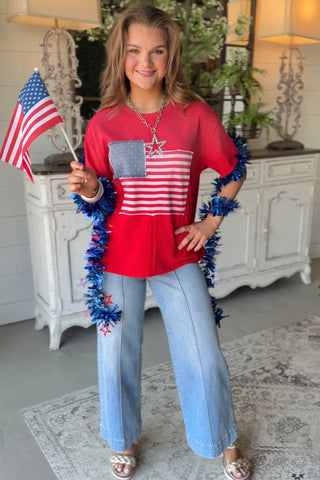 American Spirit Top Red by Jodifl RESTOCK Coming Shirts & Tops Jodifl
