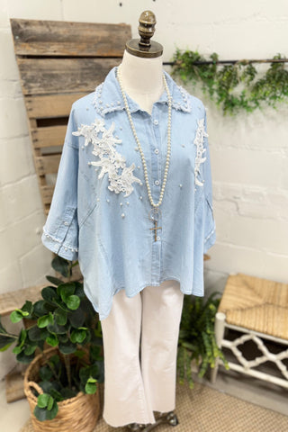 Janice Top Lt Denim Shirts & Tops Blublu