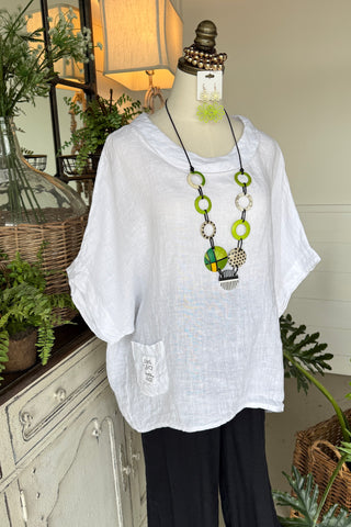 Hey Jude Linen Top White Shirts & Tops YOLLY