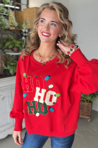 Ho Ho Ho Sweatshirt Red by Umgee Sweatshirt Umgee