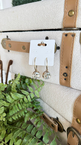 Bedazzled Earrings Gold Clear